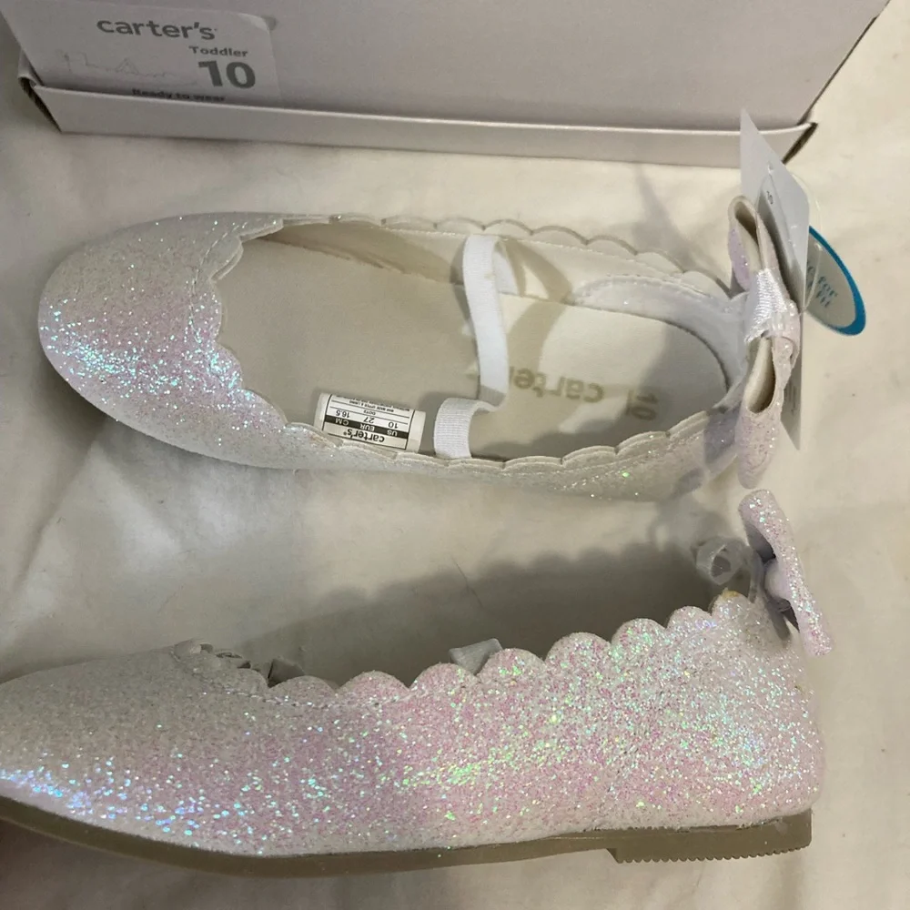 7-7 Carters girls shoes toddler glitter bow 10 new with box